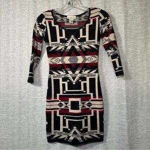 Denim & Supply Ralph Lauren Vtg Geometric Long Sleeve Bandage Dress Size XS